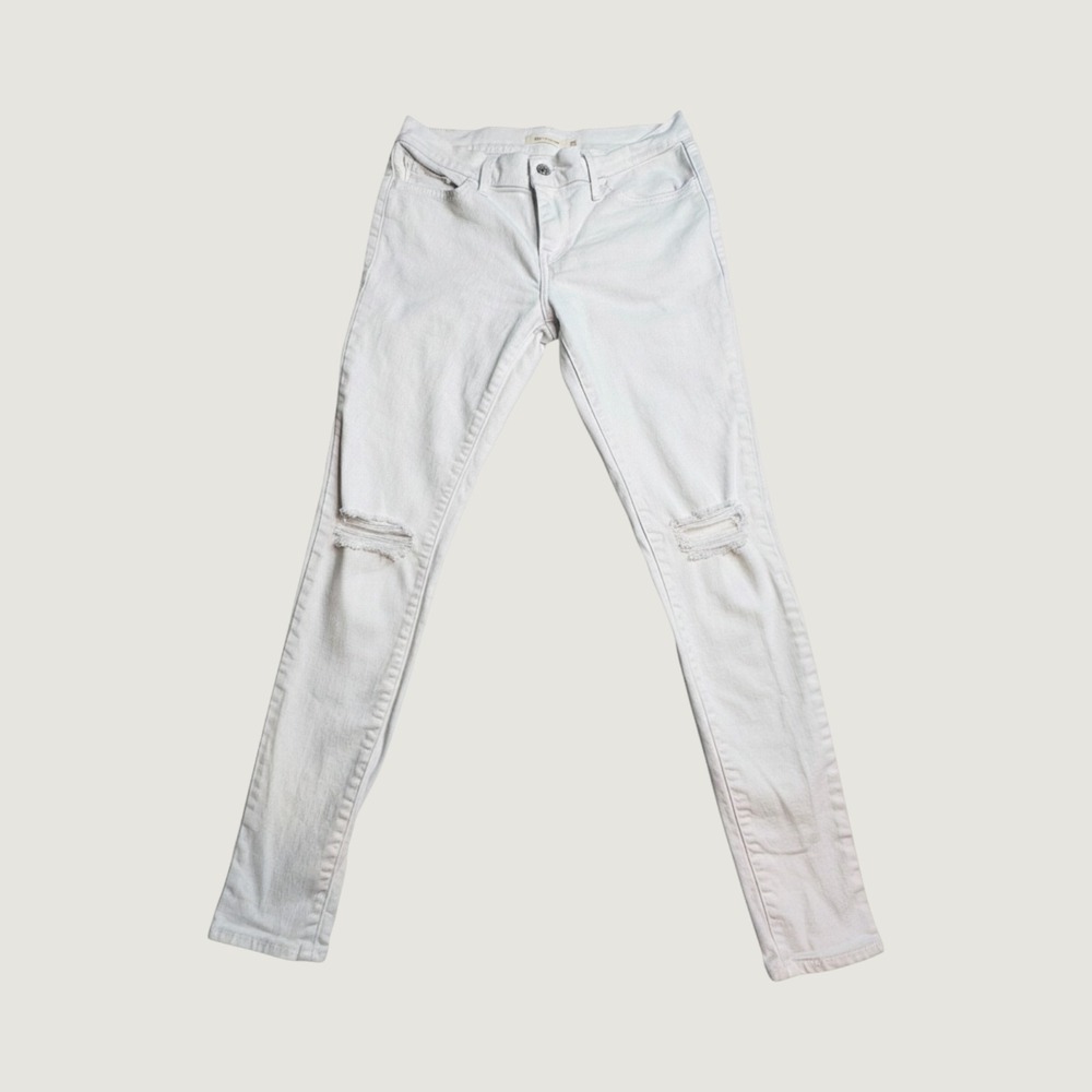 Levi's 710 Jeans Womens 28 Super Skinny Light Wash White Distressed Knee Denim